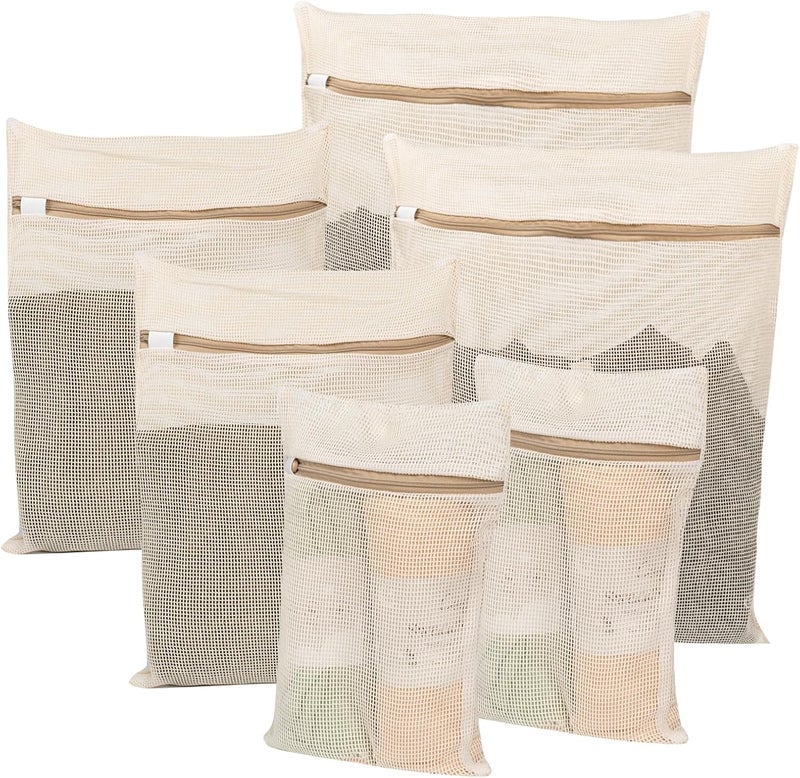 NAHADS 6-Piece Bag, Durable Cotton Mesh Laundry Bag, Sturdy Zipper, Breathable Mesh, Exquisite Laundry Bag for Underwear, Clothes, Pants, Shoes and Socks - Image 1